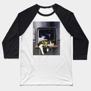 Spaceship Cat Baseball T-Shirt